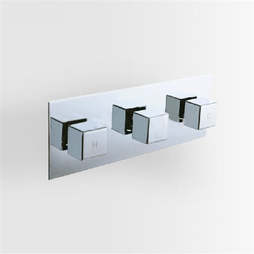 3 Dials 2 Ways Square Mixer Chrome and Gold Finish With Diverter Ceramic Plate Spool