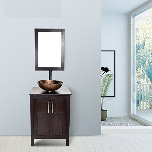 Bracilia Bathroom Vessel Sink With Faucet In Brown