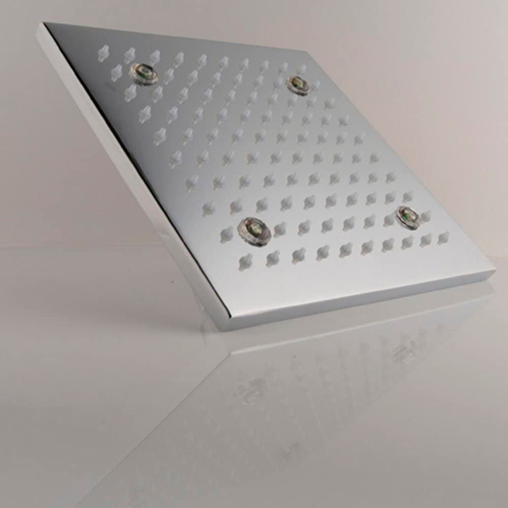 8, 10, 12, 16 Chrome Finish Solid Brass Square LED Shower Head