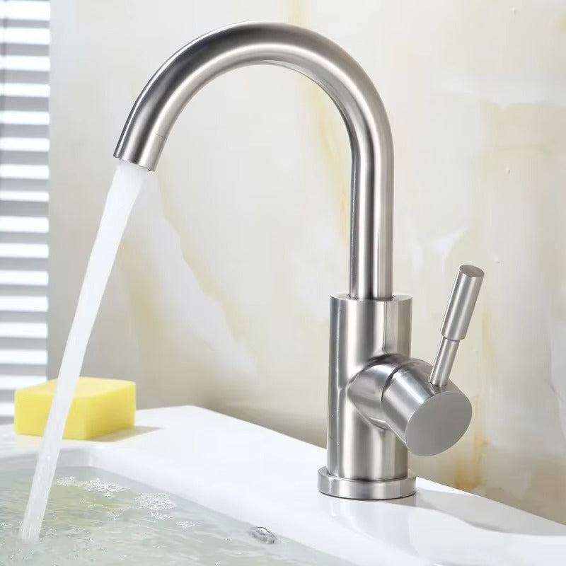 Stainless Steel Hot and Cold Deck Mounted Single Handle Bathroom Faucets
