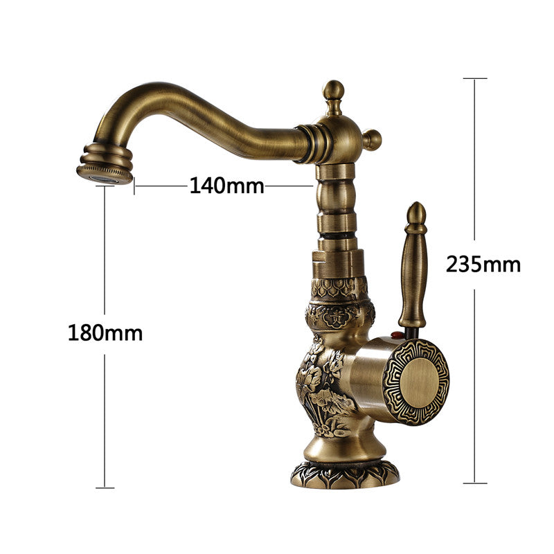 Antique-Brass-Single-Hand-Bathroom-Mixer-Faucet
