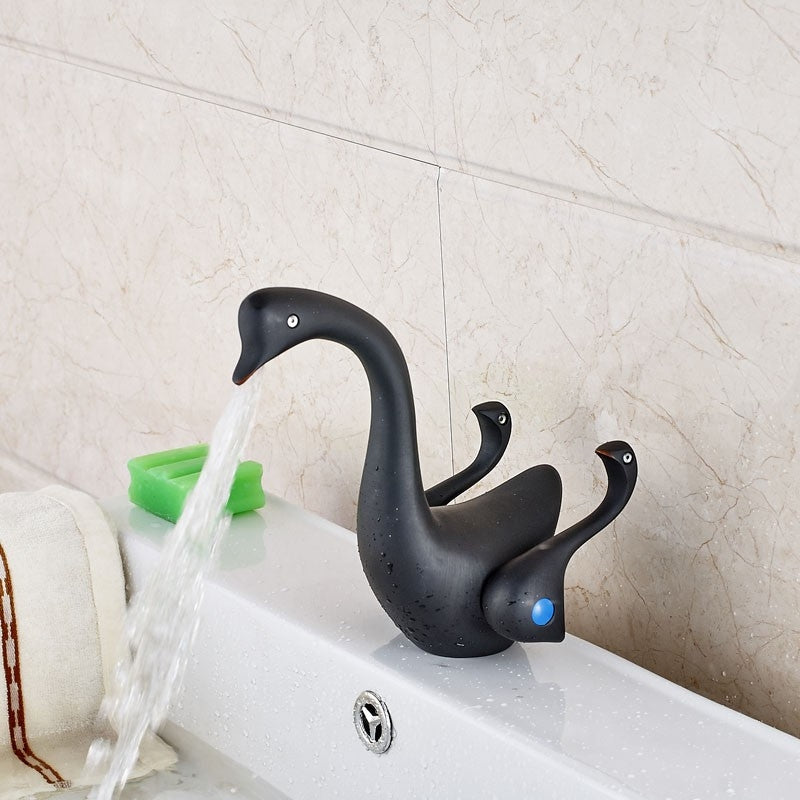 Attractive Duck Style Dual Handle Deck Mounted Bathroom Mixer Faucet