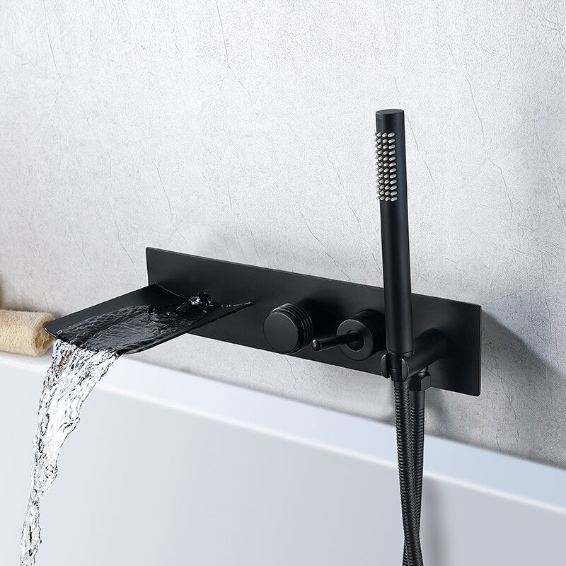 Juno High End Waterfall Bathtub Bathroom Shower & Faucet Set