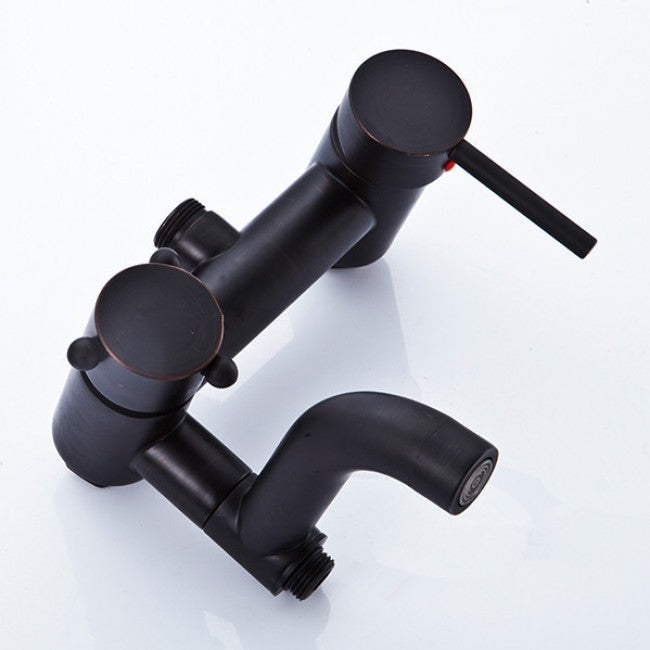 Black Brass 8" Antique Faucet Rainfall Shower Head and Handshower 3