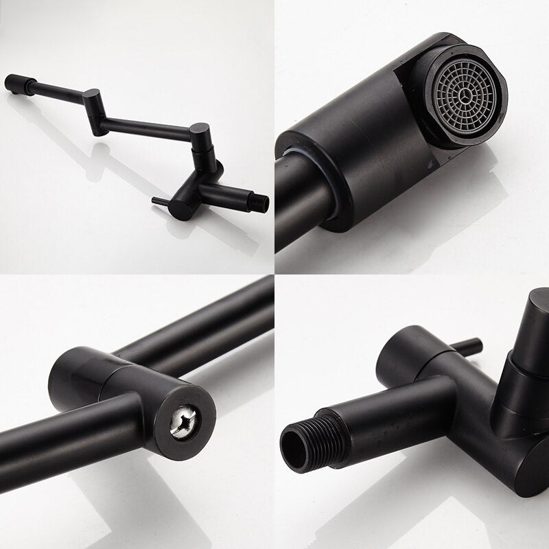 Juno Wall Mount Black 360 Degree Rotate Kitchen Sink Faucet