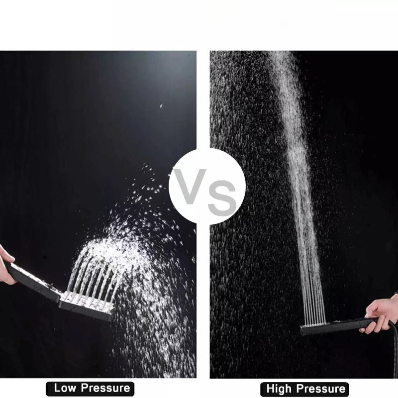 Juno Commercials Black Adjustable Wall Mount Ultra Thin Overhead Shower Set