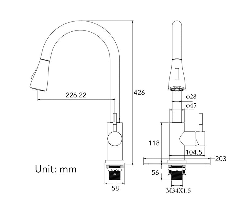 Juno Brushed Nickel & Black Touch Control Kitchen Faucet