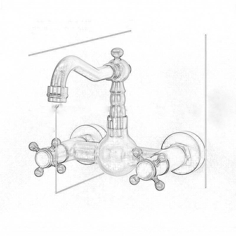 Black Wall Mounted Oil-Rubbed Bronze Kitchen Sink Mixer Faucet