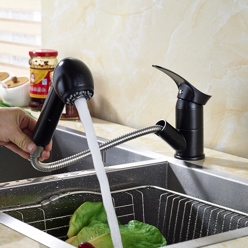 Blackened Pull Out Sprayer Deck Kitchen Sink Faucet