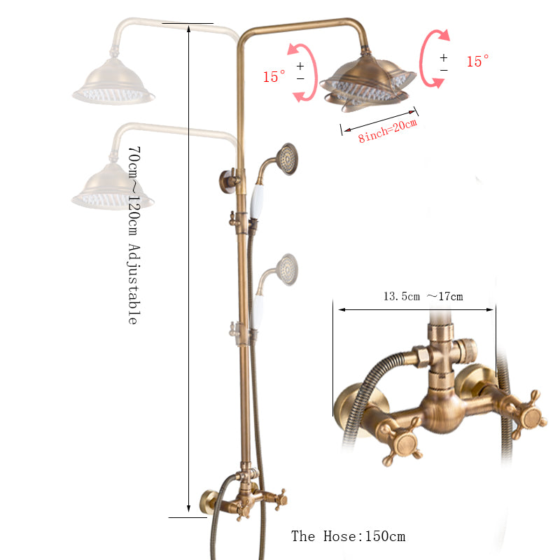 Juno Vintage Solid Brass Hand Held Shower Head With Dual Mixer