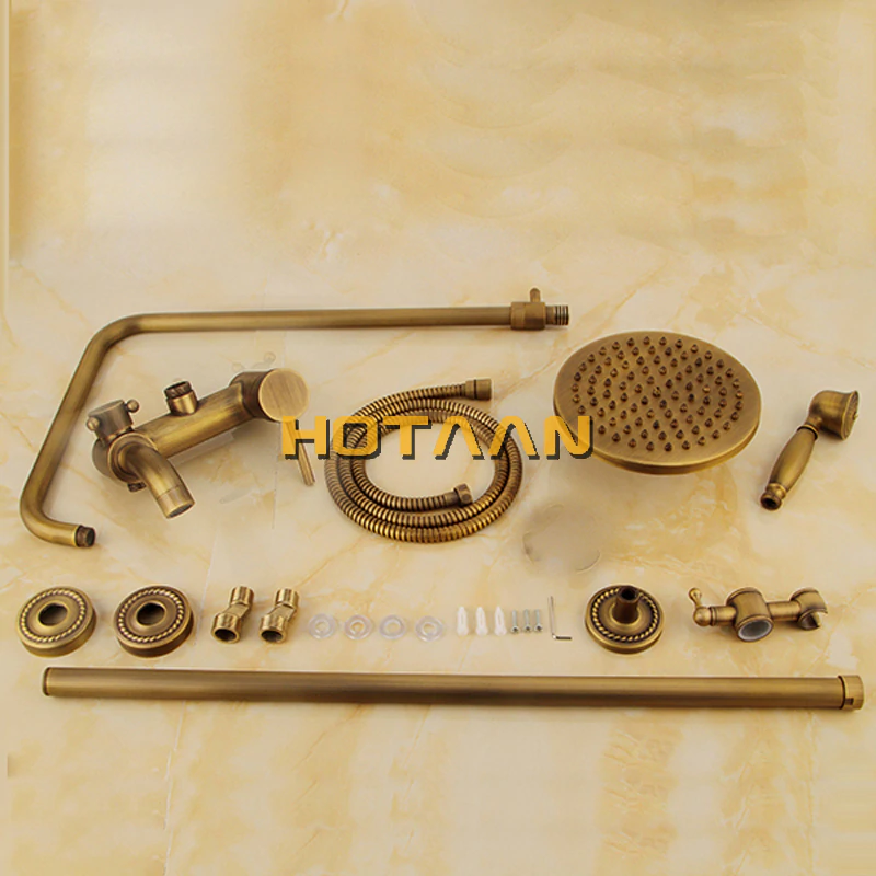 Juno Wall 8 inch Brass Handheld Shower Head With Mixing Valve and Handheld Shower Set