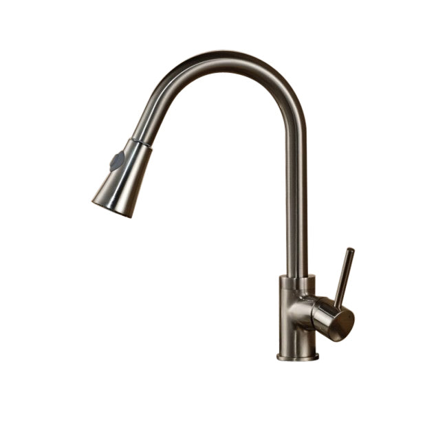 Juno Brushed Nickel Kitchen Faucet with Pullout Spout