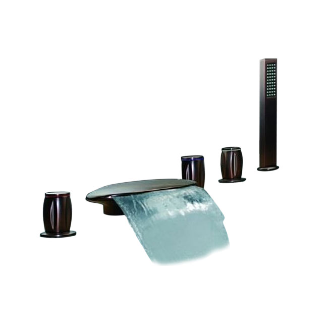 Triple Handle Bathroom Waterfall Bathtub Faucet Oil Rubbed Bronze