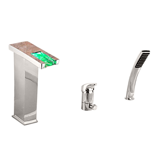 Chrome finish bath-tub waterfall faucet