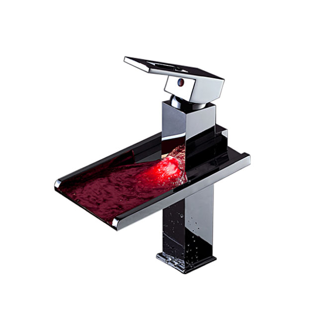 Chrome Plated Faucet LED Tap LED Faucet Bathroom Mixer Waterfall Basin Tap