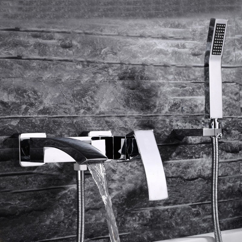 Contemporary Style Waterfall Bathtub Faucet with Handheld Shower