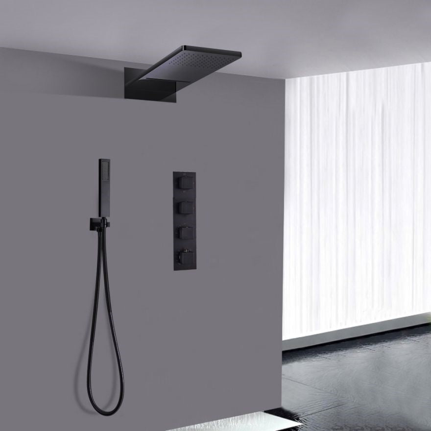 Juno 22" Dark Oil Rubbed Bronze Solid Brass Wall Mount LED Rain Shower Head with Handheld Shower