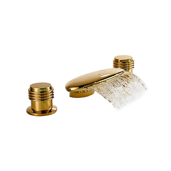 Deck Mount Gold Finish Waterfall Bath-Tub Faucet