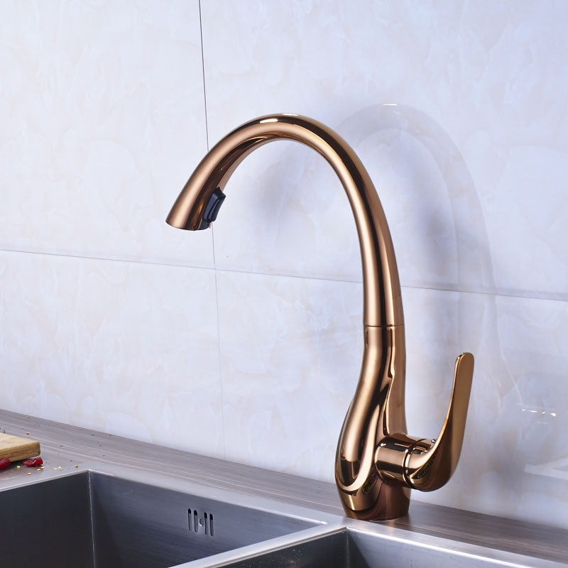 Deck Mounted Blackened Pull Out Kitchen Sink Faucet
