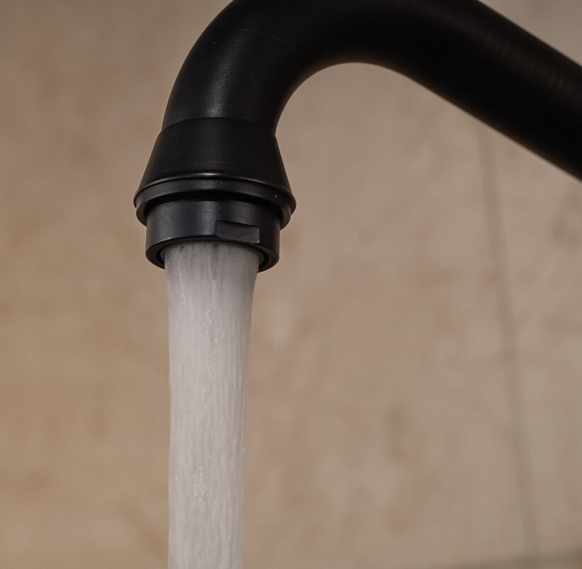 Deck Mounted Rotation Blackened Bronze Kitchen Sink Faucet