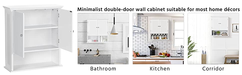 Double Door White Bathroom Medicine Cabinets
