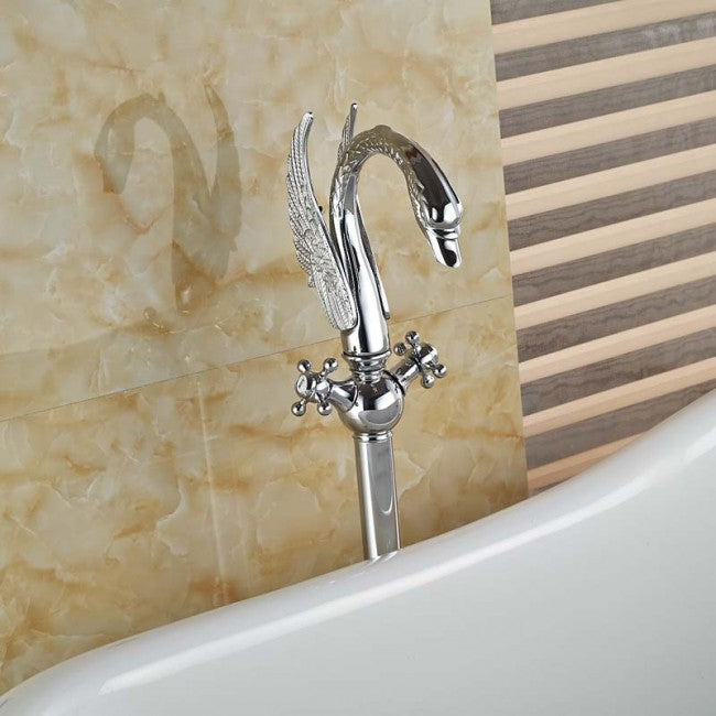 Elegant Free Standing Floor Mount Bath Tub Faucet Filler 5