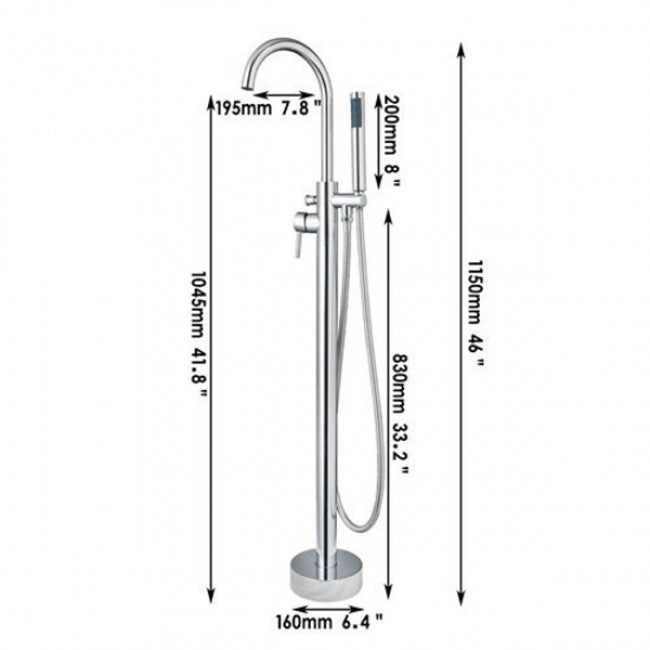 Single Handle Polished Freestanding Bathutub Shower Faucet 6