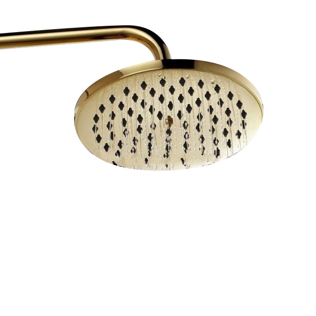 Gold Finish Wall Mounted Round 8 Inches Rain Shower