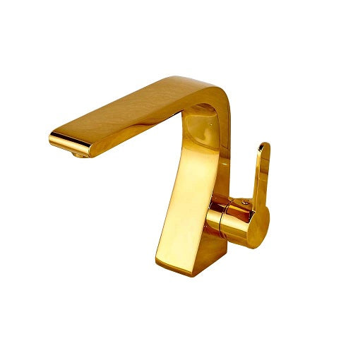 Chicago Deck Mount Single Handle Golden Color Solid Brass Bathroom Sink Faucet