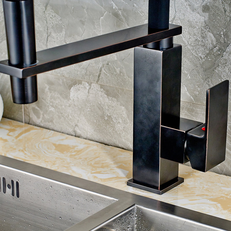 Hammer Kitchen Faucet Oil Rubbed Bronze Finish Squares Body Stand Deck Bar Mounted