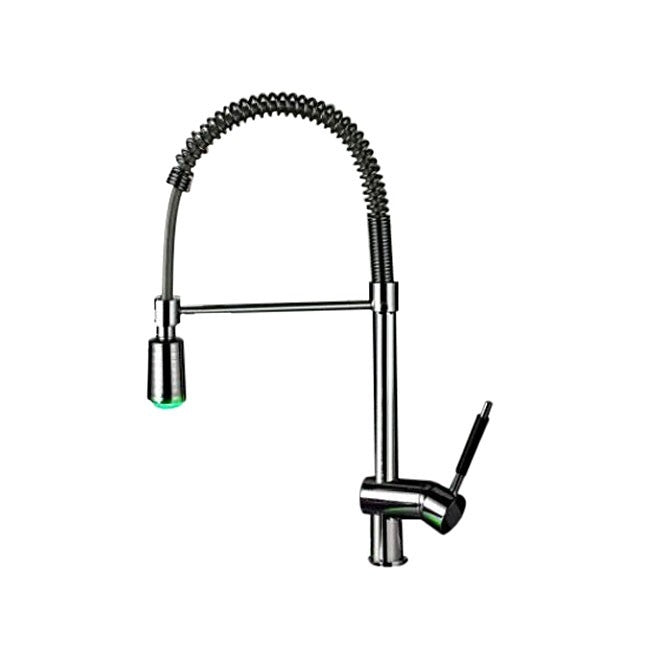 LED Water Powered Single Handle Pull Down Kitchen Sink Faucets