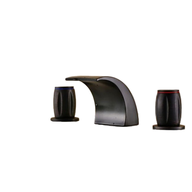 Luxury Round Dual Handle Oil Rubbed Bronze Waterfall Basin Sink Faucet