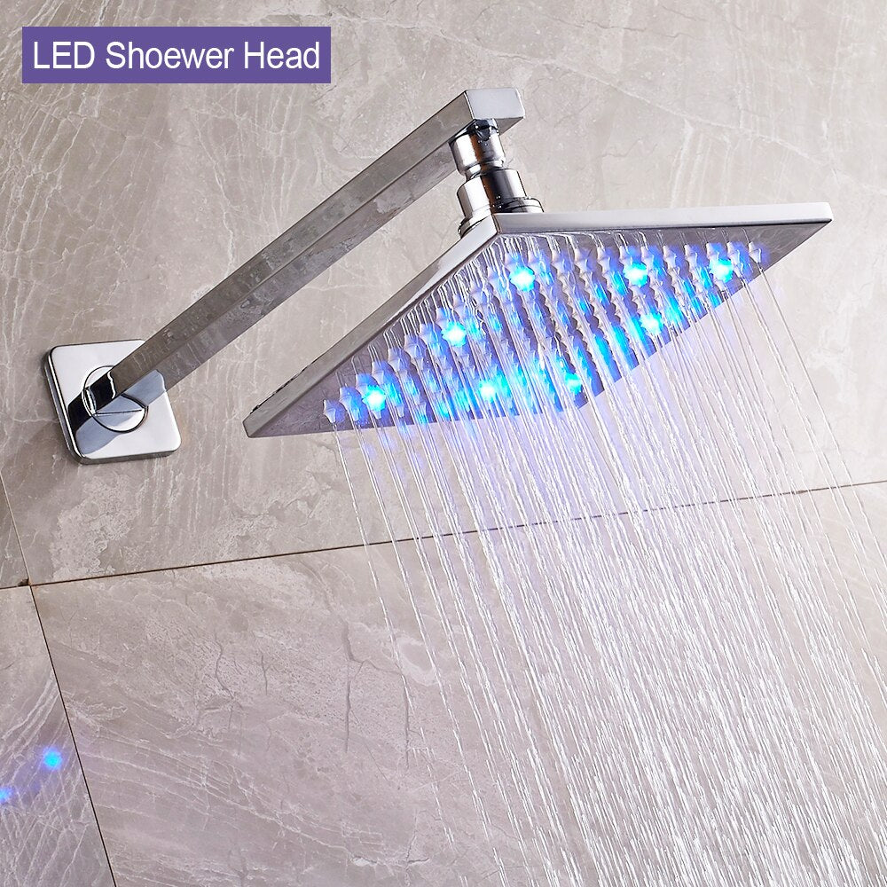 Juno LED Rain Shower Head System with Hand Held Shower Faucet