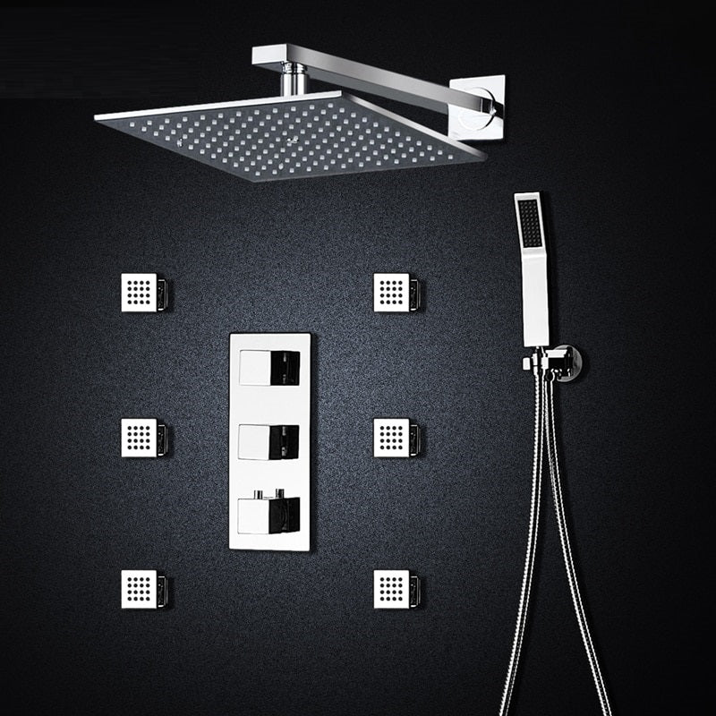 Juno Napoli Rain Shower Head Chrome Finish Shower Head Set with Handheld Shower