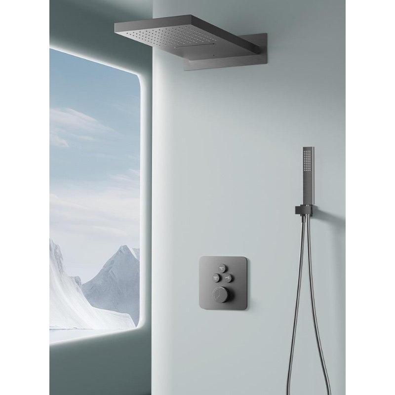 Juno Wall-Mounted Concealed Smart Thermostatic Shower System with Hot/Cold Waterfall Ceiling Rainfall Shower Head