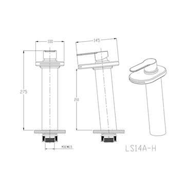 Juno 27CM Single lever Chrome Finish Glass LED Bathroom Waterfall Sink Faucet