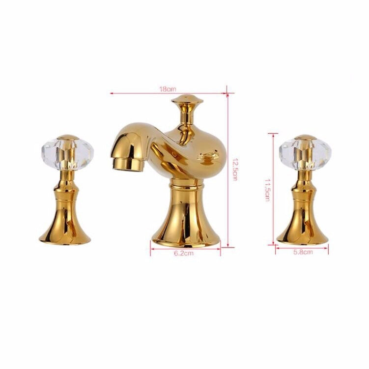 Juno Beautiful Golden Deck Mounted Crystal Handle Bathroom Mixer Faucet