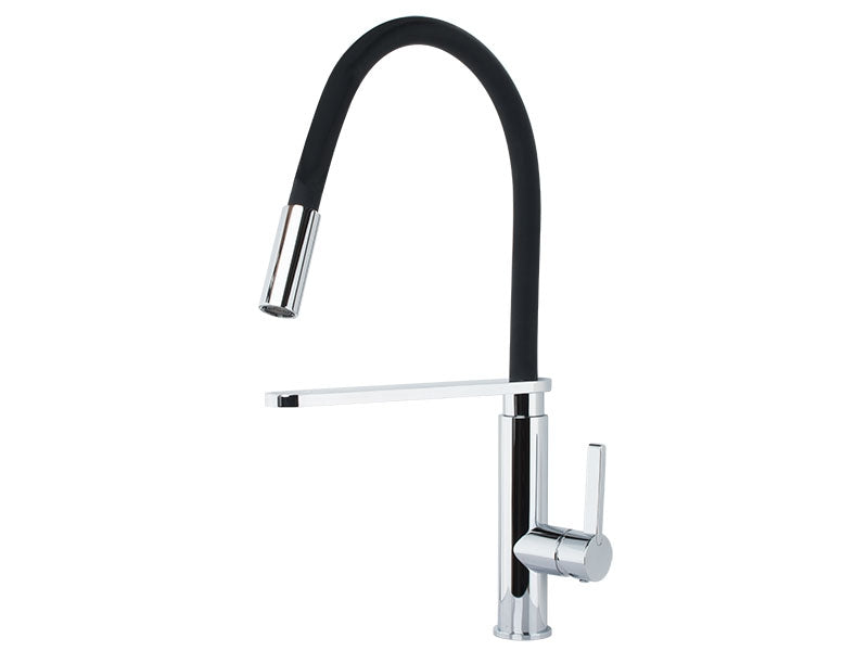 Juno Black Chrome Single Handle Pull Out Kitchen Faucet