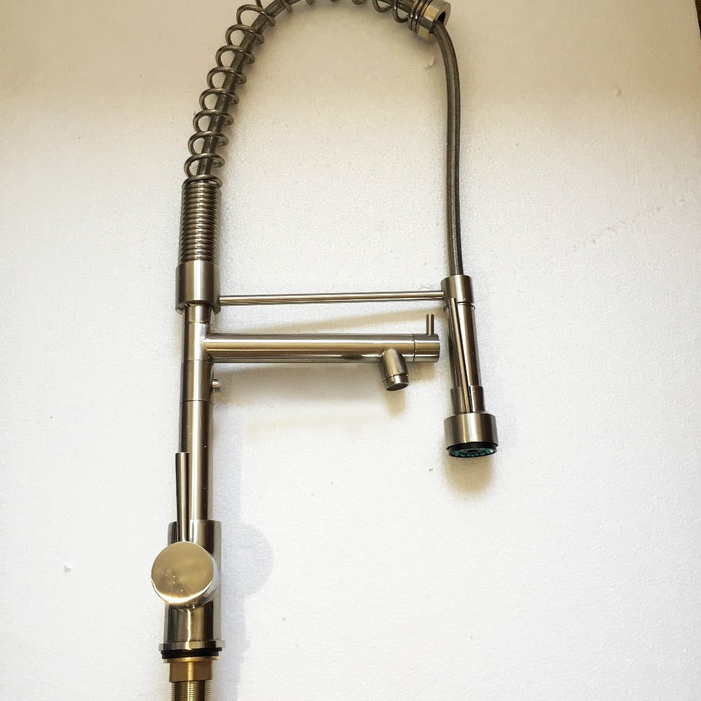 Juno Brushed Nickel Kitchen Faucet with Pull Out Sprayer & Dual Water Outlet
