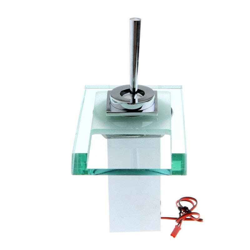 Juno Chrome Finish LED Waterfall Bathroom Sink Faucet