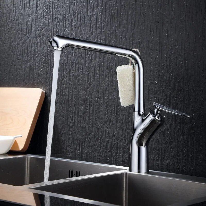 Juno Black Chrome Hot & Cold Brass Single Handle Gold Leaf Kitchen Faucet