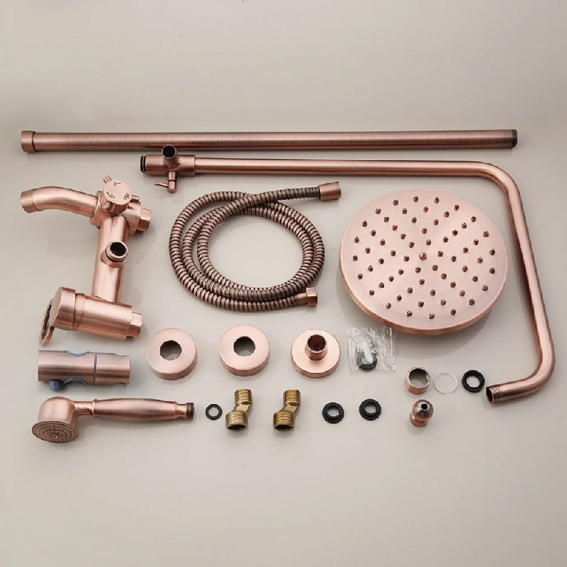 Juno Classic Round Rose Gold Wall Mount Single Handle Shower with Hand Held Shower