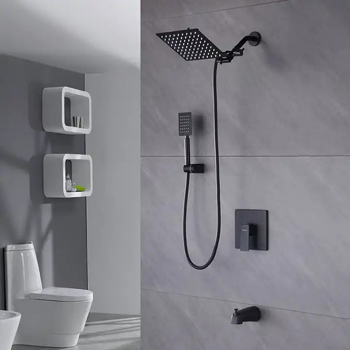 Juno Commercial Black Finish Wall Mounted Concealed Shower System