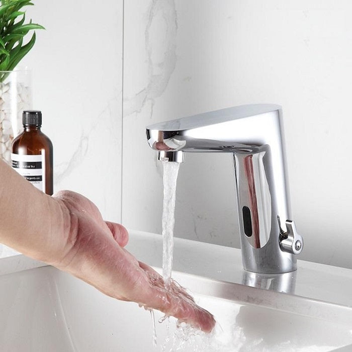 Juno Commercial Chrome Deck Mounted Bathroom Motion Sensor Faucet