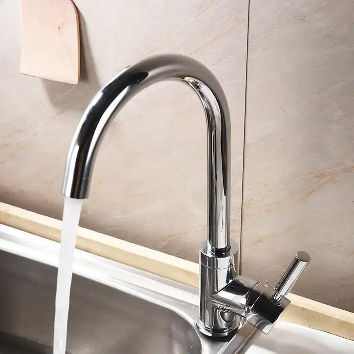 Juno Commercial Chrome Finish Deck Mounted Single Handle Kitchen Sink Faucet