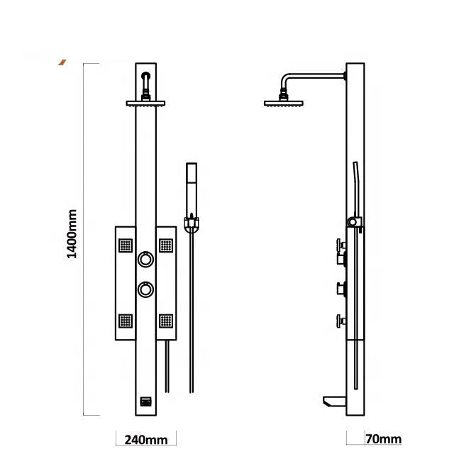 Juno Commercial Chrome Finish Dual Handle Body Jets Shower Panel