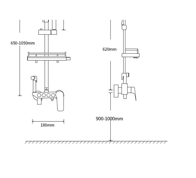 Juno Commercial Matte Black Wall Mounted Four Handle Digital Bathroom Shower Set