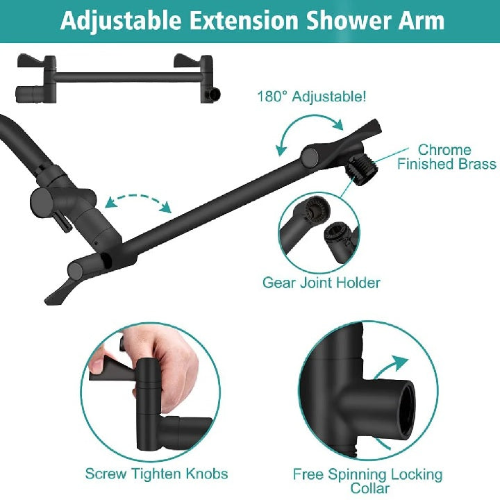 Juno Commercial Matte Black Wall Mounted Single Handle 3 Way Rain Shower Head