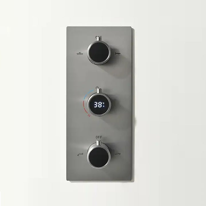 Juno Commercial Matte Black Wall Mounted Triple Handle Digital Bathroom Shower System