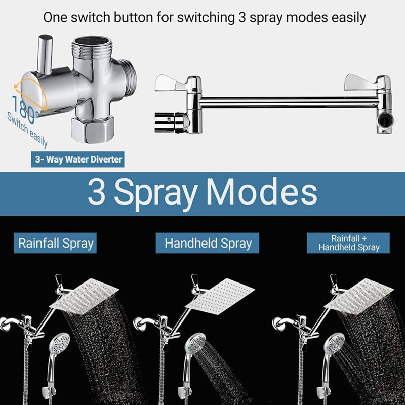 Juno Commercials Chrome Finish Wall Mount High Pressure 9 Spray Features Shower Set